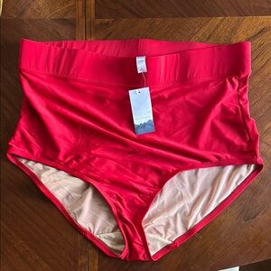 SWIM by Cacique Women's High-Waisted Red Briefs | Size 18 NWT